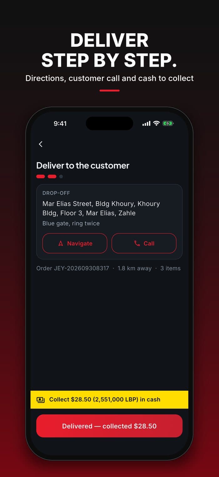 Jeye driver app: delivering step by step